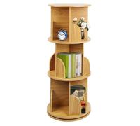 Bibliothèque Rotative À 360° -MIPAN-Étagère À 3 Niveaux-40×40×98cm,Couleur Bois Naturel-Idéale Pour Salon,Bureau Et Chambre