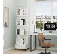 Bibliothèque rotative à 4 niveaux, étagère de rangement rotative à 360 °, étagère de rangement multifonctionnelle sur pied, étagère de rangement rotative blanche pour chambre à coucher, chambre d'enfa