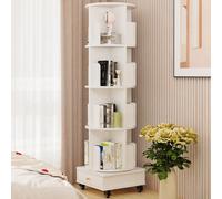 Bibliothèque rotative à 4 niveaux, étagère de rangement rotative à 360 °, étagère de rangement multifonctionnelle sur pied, étagère de rangement rotative blanche pour chambre à coucher, chambre d'enfa