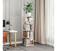Bibliothèque rotative à 5 niveaux en MDF, tour rotative à 360° pour petits espaces, chambre à coucher, bureau, peut contenir 150 à 250 livres