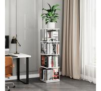 Bibliothèque rotative à 5 niveaux en MDF, tour rotative à 360° pour petits espaces, chambre à coucher, bureau, peut contenir 150 à 250 livres