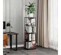 Bibliothèque rotative à 5 niveaux en MDF, tour rotative à 360° pour petits espaces, chambre à coucher, bureau, peut contenir 150 à 250 livres