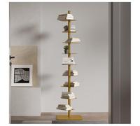 Bibliothèque rotative à 9 niveaux, tour verticale pour petits espaces, colonne vertébrale en métal avec rotation à 360°, bibliothèque moderne et fine pour salon, chambre à coucher, bureau (doré)