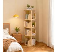 Bibliothèque rotative en bois massif, étagère sur pied à 360 degrés, bibliothèque sur pied, organisateur multifonctionnel, étagère de rangement 3 tier