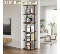 Bibliothèque Rotative, Pivotante à 360°, Étagère de Rangement, Autoportante à 5 Niveaux, 45x45x160cm, 45kg max, pour Salon