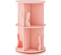 Bibliothèque rotative pour enfants à 2 niveaux et séparateurs en forme de lapin, rose