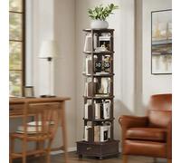 Bibliothèque rotative sur roulettes, tour de livres rotative à 360°, 4/5/6 niveaux, pour petits espaces, coin, chambre à coucher, rangement de bureau