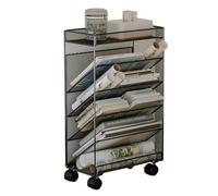 Bibliothèque roulante sur roulettes, chariot de rangement compact en métal, présentoir d'angle au sol, organisateur de magazines pour espaces étroits, chariot de livre mobile