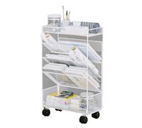 Bibliothèque roulante sur roulettes, chariot mobile avec rangement pour espaces étroits, support de présentation au sol en métal pour magazines et papier