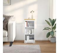 Bibliothèque rustique basse de 100 cm en pin massif avec finition mate, beaucoup d'espace de rangement pour livres et décoration, design intemporel pour salon ou bureau