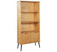 Bibliothèque Rustique en Bois de Pin Etagère Meuble de Rangement 2 Portes Bois C
