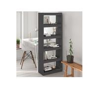 vidaXL Bibliothèque/Cloison Gris 60x30x167,5 cm Bois massif de pin