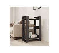 vidaXL Bibliothèque/Séparateur de pièce Gris 60x35x91 cm Pin solide
