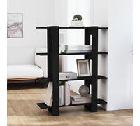 Bibliothèque/Séparateur de Pièce Noir 100x30x123,5 cm Étagère Livre DIY Bois Industriel Modulable Rangement Salon Bureau Corridor Séparation Décorative Pratique Design Moderne Meuble Home Office