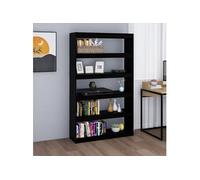 vidaXL Bibliothèque/Séparateur Noir Pin Massif
