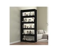 vidaXL Bibliothèque / Séparateur de pièce Pin massif Noir 80x30x167,4 cm