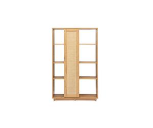 Bibliothèque séparatrice avec rangements finition bois clair chêne et cannage rotin L100 cm ALICANTE