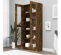 Bibliothèque SOLOMOON, CHIC Armoire à vitrine - Meuble de salon - Chêne fumé 82,5x30,5x185 cm, Bois ingénierie BB232