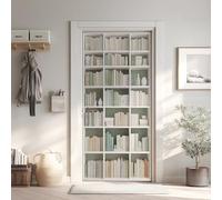 Bibliothèque Sticker Mural, Etagère Autocollants De Porte Muraux Décoration Poster Murale, Blanc Moderne Stickers de Porte Imperméable Vinyle 80x200 cm