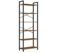 Bibliothèque style industriel VASAGLE - 6 niveaux - 30 x 66 x 186 cm - Marron Rustique et Noir