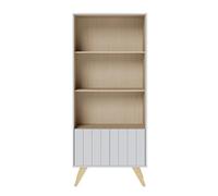 Bibliothèque sur pieds avec étagères et 2 portes coloris Blanc - Longueur 75 x Hauteur 175 x Profondeur 36 cm