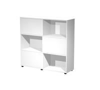 Bibliothèque Svenja 6 cases - portes coulissantes - L.120 x H.116,2 cm - Blanc