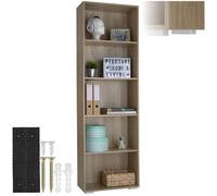 Bibliothèque - TECTAKE - Bibliothèque LEXI avec 5 étagères en bois MDF pour salon, bureau, chambre, 60 x 30 x 190 cm - Marron chêne