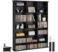 Bibliothèque - TECTAKE - Bibliothèque STEVIE pour CD, DVD ou livres avec 21 étagères réglables, 105,5 x 19 x 136,5 cm - Noir