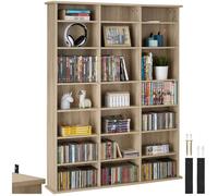 Bibliothèque - TECTAKE - Bibliothèque STEVIE pour CD, DVD ou livres avec 21 étagères réglables, 105,5 x 19 x 136,5 cm - Bois clair