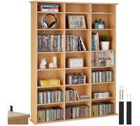 Bibliothèque - TECTAKE - Bibliothèque STEVIE pour CD, DVD ou livres avec 21 étagères réglables, 105,5 x 19 x 136,5cm - Marron hêtre