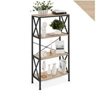 Bibliothèque - TECTAKE - Étagère BARRY sur 4 niveaux avec entretoises latérales en bois et acier 61,5 x 31,5 x 133,5 cm - Bois clair