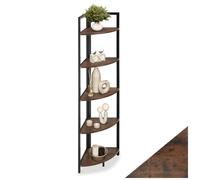 Bibliothèque - TECTAKE - Étagère d'angle CASTLEBAR style industriel, en bois et acier sur 5 niveaux, 30 x 30 x 150 cm - Bois foncé