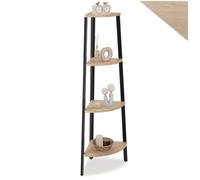 Bibliothèque - TECTAKE - Étagère d'angle NEWBRIDGE au style industriel en bois et acier sur 4 niveaux, 34 x 34 x 125 cm - Bois clair