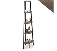 Bibliothèque - TECTAKE - Étagère d'angle PORTLAND au style industriel en bois et acier sur 5 niveaux 34 x 34 x 158,5 cm - Bois foncé