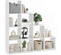 Bibliothèque - TECTAKE - Étagère escalier TALISA avec 10 compartiments au design cubique 130 x 29 x 130 cm - Blanc
