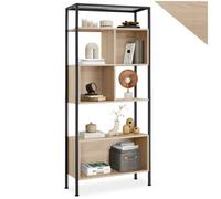 Bibliothèque - TECTAKE - Étagère HASTINGS sur 5 niveaux avec 3 compartiments en bois et acier 75 x 31 x 170,5 cm - Bois clair