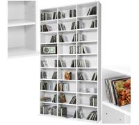 Bibliothèque - TECTAKE - Étagère pour DVD/CD CHRISTEL avec 27 compartiments réglables, aspect bois, 180 x 102 x 23,5 cm - Blanc