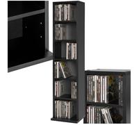 Bibliothèque - TECTAKE - Étagère pour DVD/CD JULIANE avec 6 compartiments réglables, aspect bois, 90 x 21 x 20 cm - Noir