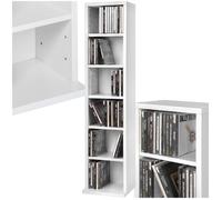 Bibliothèque - TECTAKE - Étagère pour DVD/CD JULIANE avec 6 compartiments réglables, aspect bois, 90 x 21 x 20 cm - Blanc