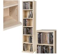 Bibliothèque - TECTAKE - Étagère pour DVD/CD JULIANE avec 6 compartiments réglables, aspect bois, 90 x 21 x 20 cm - Marron hêtre