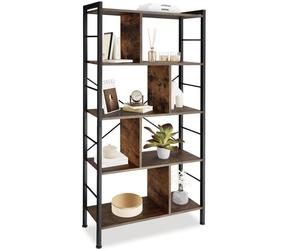 Bibliothèque - TECTAKE - Étagère sur 4 niveaux CHARLESTON avec 8 compartiments en bois et acier 75,5 x 30 x 155 cm - Bois foncé