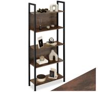 Bibliothèque - TECTAKE - Étagère WESTPORT sur 5 niveaux avec 2 parois arrières en bois et acier 62 x 24 x 165,5 cm - Bois foncé