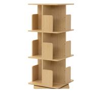 Bibliothèque tournante 3 niveaux 12 compartiments beige chêne bois 40x94x40 cm étagère pivotante 360 degrés