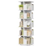 Bibliothèque tournante - Blanc- EUGAD - 5 niveaux - 40 x 40 x 155 cm - Rotation à 360° - 20 compartiments