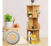 Bibliothèque Tournante en bois-MIPAN-Etagere-bibliotheque Jaune- Rangement rotatif à 360°- Pour bureaux, salles d'étude, salons