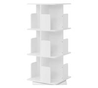 Bibliothèque tournante enfant 3 niveaux 12 compartiments blanc 40x94x40 cm étagère pivotante 360 degrés