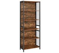 Bibliothèque - VASAGLE - 6 Niveaux - Marron Rustique et Noir - Cadre en Acier - 30x60x175,6 cm
