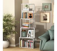 Bibliothèque Verticale, Etagère D'angle en Tour à 3-5 étages, Etagere Ouverte, Organisateur de Livre, Style Moderne Meuble de Rangement pour Salon, Etudier, Chambre, Bureau-White||50x25x166cm