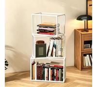 Bibliothèque Verticale, Etagère D'angle en Tour à 3-5 étages, Etagere Ouverte, Organisateur de Livre, Style Moderne Meuble de Rangement pour Salon, Etudier, Chambre, Bureau-White||50x25x112cm