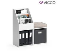 Bibliothèque Vicco Luigi blanche avec banc, étagère à dossiers, étagère sur pied